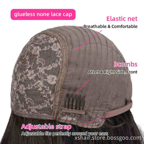 Ombre Color Full Machine Made Wig With Bang 100% Human Hair Bob Wigs Lace Front for Black Women